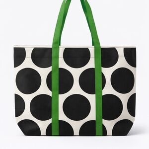 Kate Spade Polka Dot Reusable Tote Bag with Green Straps